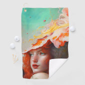 Serviette De Golf Belle artiste Abstraite Red Haired Ginger Girl (En situation)