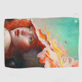 Serviette De Golf Belle artiste Abstraite Red Haired Ginger Girl (Horizontal)