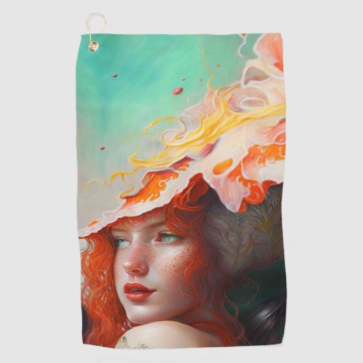 Serviette De Golf Belle artiste Abstraite Red Haired Ginger Girl (Devant)