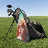 Serviette De Golf Belle artiste Abstraite Red Haired Ginger Girl (Vert)