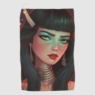 Serviette De Golf Belle femme avec des cornes et rouge à lèvres