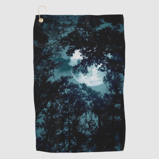 Serviette De Golf Belle Lune qui coule avec les arbres (Devant)