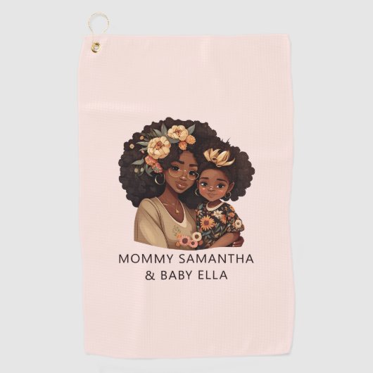 Serviette De Golf Belle maman et fille noire (10) (Devant)