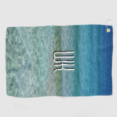 Serviette De Golf Belle mer des Caraïbes calme Monogramme (Horizontal)