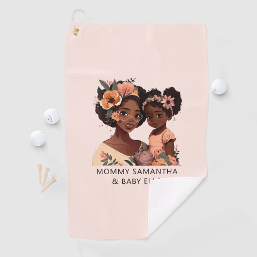 Serviette De Golf Belle mère et fille noire (13) (En situation)