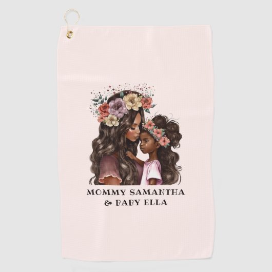 Serviette De Golf Belle mère et fille noire (2) (Devant)