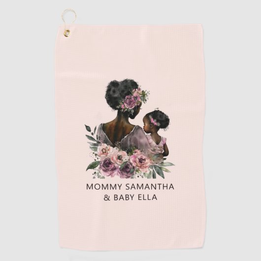 Serviette De Golf Belle mère et fille noire (8) (Devant)