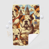 Serviette De Golf Belle peinture anglaise de Bulldog (En situation)