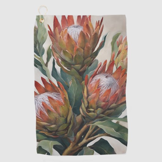 Serviette De Golf Belles fleurs de Protea d'Afrique du Sud (Devant)