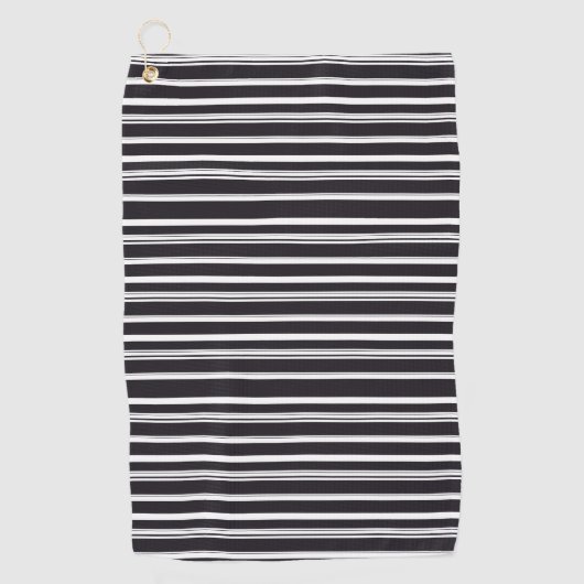 Serviette De Golf Belles rayures blanches noires (Devant)