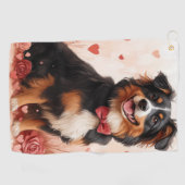 Serviette De Golf Berger Australien avec des Roses - Saint-Valentin  (Horizontal)