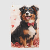 Serviette De Golf Berger Australien avec des Roses - Saint-Valentin  (Devant)