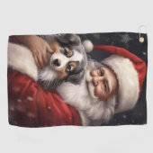 Serviette De Golf Berger australien avec Noël du Père Noël (Horizontal)