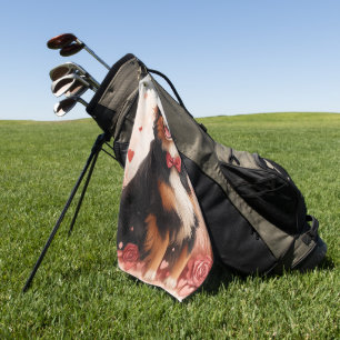 Serviette De Golf Berger australien avec Rose - Saint Valentin