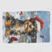 Serviette De Golf Bernedoodle Chien Winter Wonderland Noël (Horizontal)