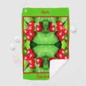 Serviette De Golf Berries rouges avec gouttes de pluie Abstrait Pers (En situation)