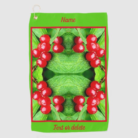 Serviette De Golf Berries rouges avec gouttes de pluie Abstrait Pers (Devant)