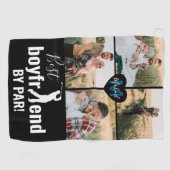 Serviette De Golf Best Boyfriend Par Photo Collage Monogramme (Horizontal)