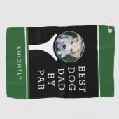 Serviette De Golf BEST CHIEN DAD BY PAR Photo Personnalisé Black Gre (Horizontal)