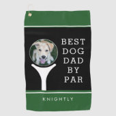 Serviette De Golf BEST CHIEN DAD BY PAR Photo Personnalisé Black Gre (Devant)