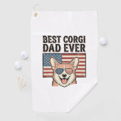 Serviette De Golf Best Corgi Dad Ever Patriotic Vintage Dog Shirt_1 (En situation)