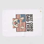 Serviette De Golf Best Corgi Dad Ever Patriotic Vintage Dog Shirt_1 (Horizontal)