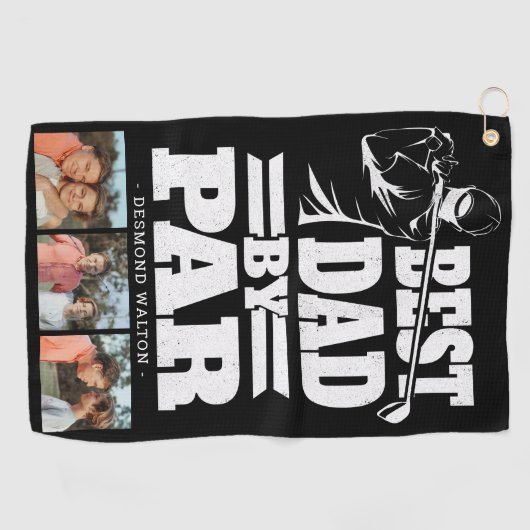 Serviette De Golf Best Dad By Par 3xPhoto Fête des pères Cadeau (Horizontal)