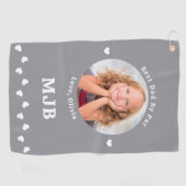 Serviette De Golf Best DAD BY Par Photo Personnalisée Golfer Grey (Horizontal)
