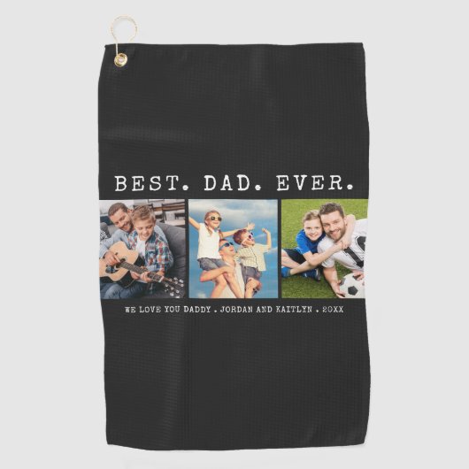 Serviette De Golf BEST DAD EVER 3 Photos Personnalisées (Devant)