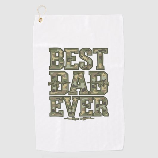 Serviette De Golf Best Dad Ever Camo Vintage Engraving Design_1 (Devant)