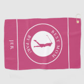 Serviette De Golf Best Mom By Par Golfer Monogrammed Sports Pink (Horizontal)
