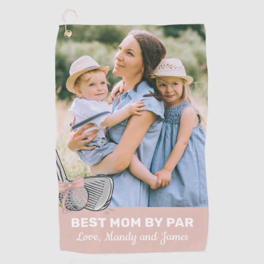 Serviette De Golf Best Mom By Par Photo Pink Bow Golf Towne (Devant)