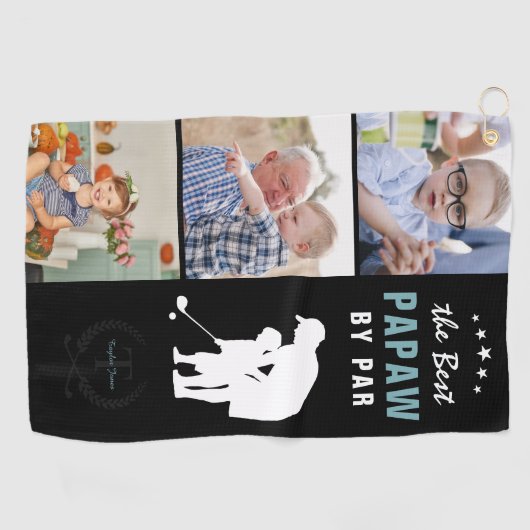 Serviette De Golf Best Papaw By Par | Collage photo Monogram (Horizontal)