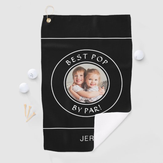 Serviette De Golf Best Pop By Par Golfer Modern Monogramme Photo Noi (En situation)