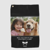 Serviette De Golf Best Pop Pop Par Photo Golfer Fun Modern Black (Devant)