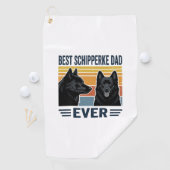 Serviette De Golf Best Schipperke Dad Ever Retro Dog Vector Design_1 (En situation)