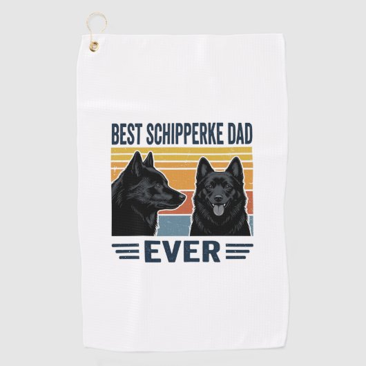 Serviette De Golf Best Schipperke Dad Ever Retro Dog Vector Design_1 (Devant)