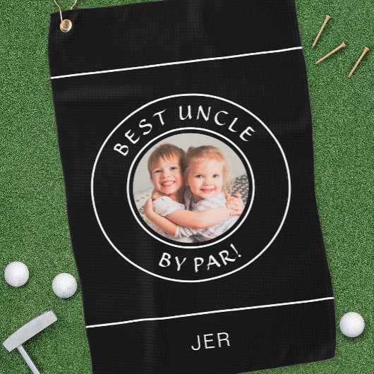 Serviette De Golf Best Uncle By Par Photo Fun Golfeur Modern Black