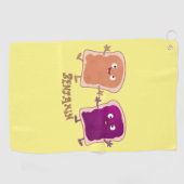 Serviette De Golf Beurre d'arachide mignonne et caricature sandwich  (Horizontal)