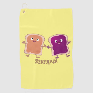 Serviette De Golf Beurre d'arachide mignonne et caricature sandwich
