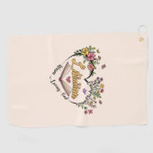Serviette De Golf Bibliothécaire compatissante - Floral Heart Design (Horizontal)