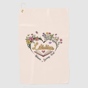 Serviette De Golf Bibliothécaire compatissante - Floral Heart Design