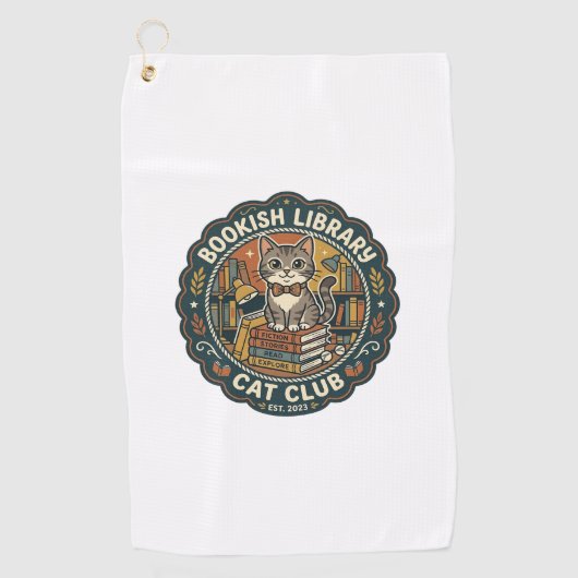 Serviette De Golf Bibliothèque livresque Chat POD Vector Art - Bibli (Devant)