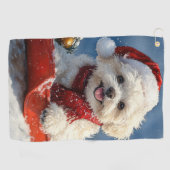 Serviette De Golf Bichon Frise Chien dans la boue Laisser passer la (Horizontal)