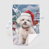 Serviette De Golf Bichon Frise Chien Hiver Merveilles Pays de Noël J (En situation)