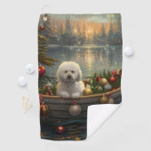 Serviette De Golf Bichon Frise Noël Festive Voyage (En situation)
