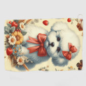 Serviette De Golf Bichon Frisé Vintage (Horizontal)