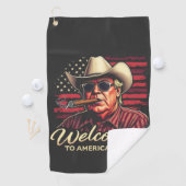 Serviette De Golf Bienvenue dans l'Amérique du Golfe drôle Trump (En situation)