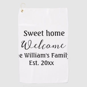 Serviette De Golf Bienvenue douce maison ajouter nom de famille anné