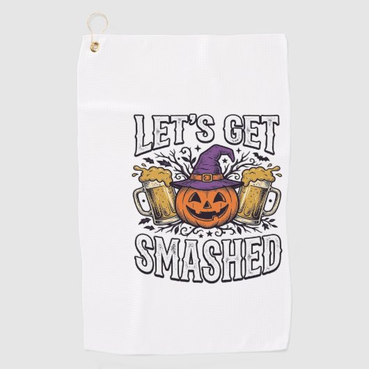 Serviette De Golf Bièredecitrouille Halloween défonçons-nous (Devant)